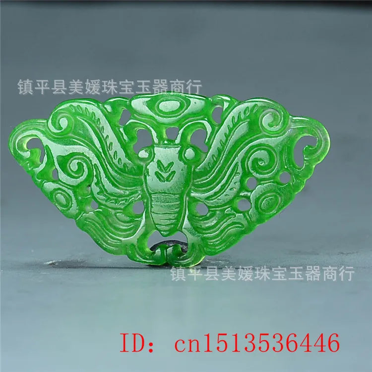 Natural A Green Jade Butterfly Pendant DIY Bracelet Bangle Jadeite Jewellery
