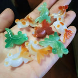 Natural Agate Goldfish Pendant Necklace Lucky Amulet