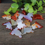 Natural Agate Goldfish Pendant Necklace Lucky Amulet