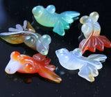 Natural Agate Goldfish Pendant Necklace Lucky Amulet