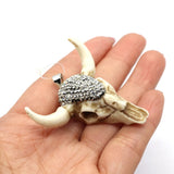 Bull Head Skull Pendant Resin with Rhinestone DIY Necklace Making