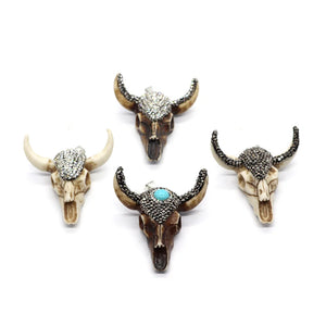 Bull Head Skull Pendant Resin with Rhinestone DIY Necklace Making