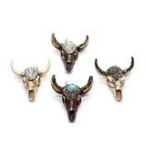 Bull Head Skull Pendant Resin with Rhinestone DIY Necklace Making