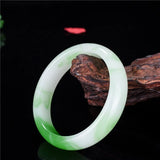 Natural Chinese Green Jade Bracelet Bangle Hand-Carved Luck Amulet