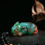 Natural Colour Jade Pixiu Dragon Pendant Necklace Jewellery