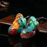 Natural Colour Jade Pixiu Dragon Pendant Necklace Jewellery