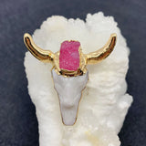 Natural Crystal Cow Head Shape Pendants Bull Skull DIY Necklace Retro Ethnic