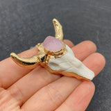 Natural Crystal Cow Head Shape Pendants Bull Skull DIY Necklace Retro Ethnic