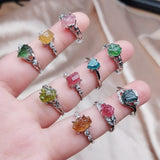 Colorful Tourmalines Ore Rock Quartz Stone Engagement Ring