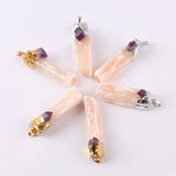 Natural Citrine Amethyst Tourmaline Selenite Pendant Clear Quartz Jewelry