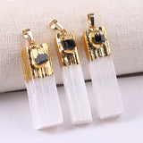 Natural Citrine Amethyst Tourmaline Selenite Pendant Clear Quartz Jewelry