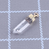 Natural Crystal Quartz Pendant Pendulum Column Plated Healing Point for Women
