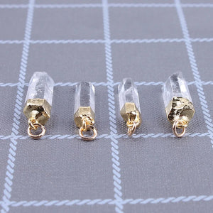 Natural Crystal Quartz Pendant Pendulum Column Plated Healing Point for Women