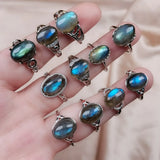Crystal Stone Ring Women Reiki Moonstone Labradorites Quartz Adjustable