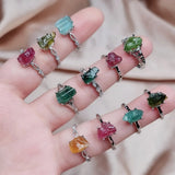 Natural Crystal Stone Rings for Women Healing Irregular Tourmalines Raw Mineral