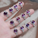 Natural Amethyst Oval Crystal Quartz Wedding Ring