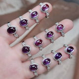 Natural Amethyst Oval Crystal Quartz Wedding Ring