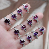 Natural Amethyst Oval Crystal Quartz Wedding Ring