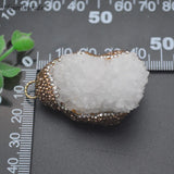 Natural Druzy Quartz Crystal Pendant Rhinestone Charms for DIY Jewelry Making