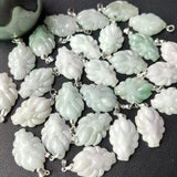 Natural Emerald Nine Tailed Fox Pendant Necklace Charm Jewellery Hand-Carved
