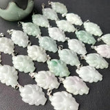 Natural Emerald Nine Tailed Fox Pendant Necklace Charm Jewellery Hand-Carved