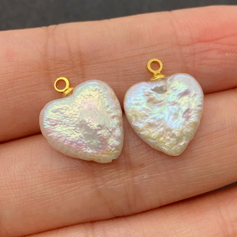 1pc Freshwater Pearl Necklace Pendant Heart-shaped DIY Jewelry Earring Charms
