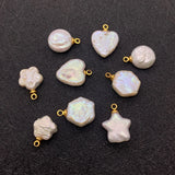 1pc Freshwater Pearl Necklace Pendant Heart-shaped DIY Jewelry Earring Charms