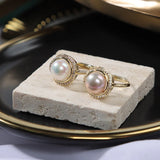 Purple Pearl Flower Charm Ring for Women A