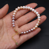 1pc Natural Freshwater Round Pearl Tricolor Bracelet Women's Bracelet