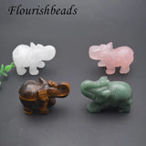 Rose Quartz Carved Elephant Small Home Decor Crafts 5 inches