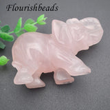 Rose Quartz Carved Elephant Small Home Decor Crafts 5 inches