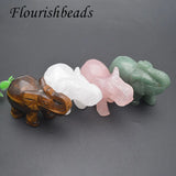 Rose Quartz Carved Elephant Small Home Decor Crafts 5 inches