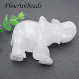 Rose Quartz Carved Elephant Small Home Decor Crafts 5 inches