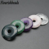 Round Donut Shape Gemstone Pendants for Necklace