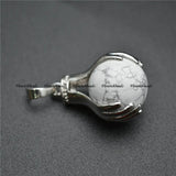 Gemstone Hands Hold Round Ball Pendant - Amethyst/Tiger Eye/Quartz