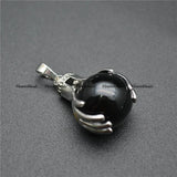 Gemstone Hands Hold Round Ball Pendant - Amethyst/Tiger Eye/Quartz