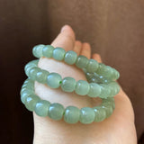 Green Jade Beads Elastic Bracelet Luck Amulet Women