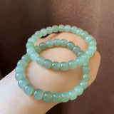 Green Jade Beads Elastic Bracelet Luck Amulet Women
