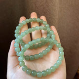 Green Jade Beads Elastic Bracelet Luck Amulet Women