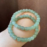 Green Jade Beads Elastic Bracelet Luck Amulet Women
