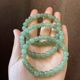 Green Jade Beads Elastic Bracelet Luck Amulet Women