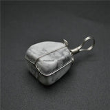 Natural Howlite Stone Wire Wrapped Chequered Pendant for Necklace Making
