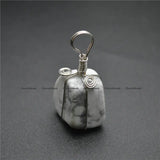 Natural Howlite Stone Wire Wrapped Chequered Pendant for Necklace Making