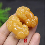 Natural Huanglong Jade Money Pixiu Dragon Pendant Necklace