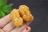 Natural Huanglong Jade Money Pixiu Dragon Pendant Necklace