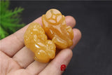 Natural Huanglong Jade Money Pixiu Dragon Pendant Necklace