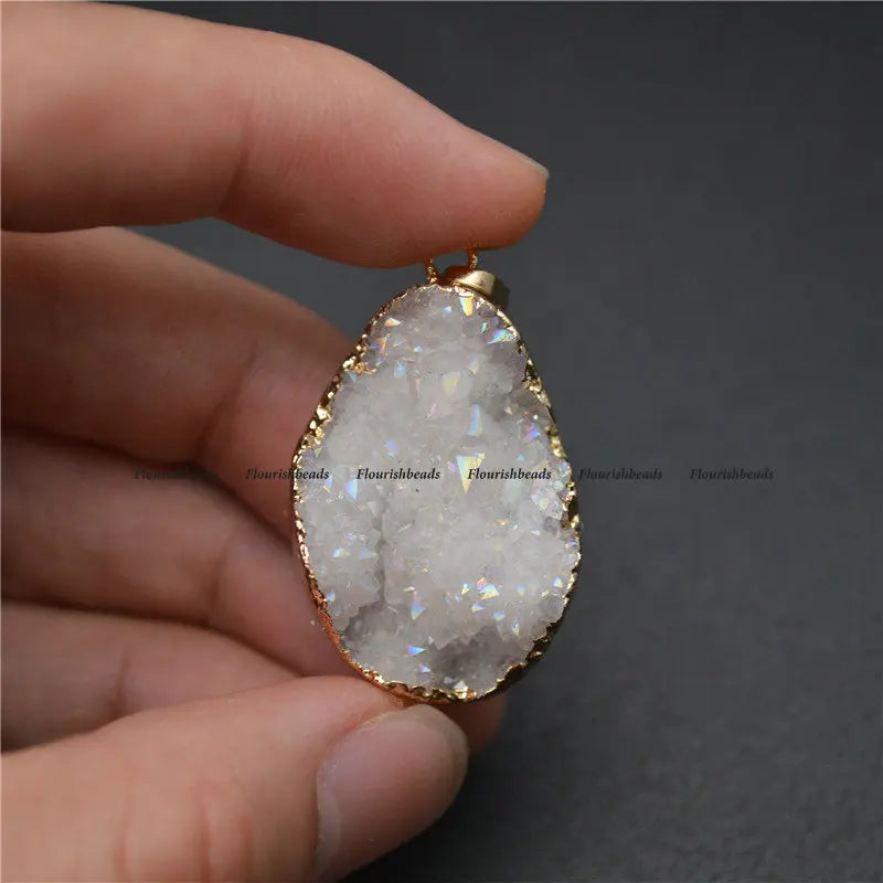Natural Rough Mineral Druzy Agate Stone Pendant