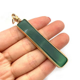 Natural Agate Pendants Cuboid Rectangle Plated Edge DIY Necklace 8x75mm