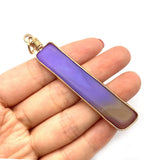 Natural Agate Pendants Cuboid Rectangle Plated Edge DIY Necklace 8x75mm