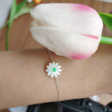 Natural Shell 12mm Mother of Pearl Flower Bracelet S925 Silver